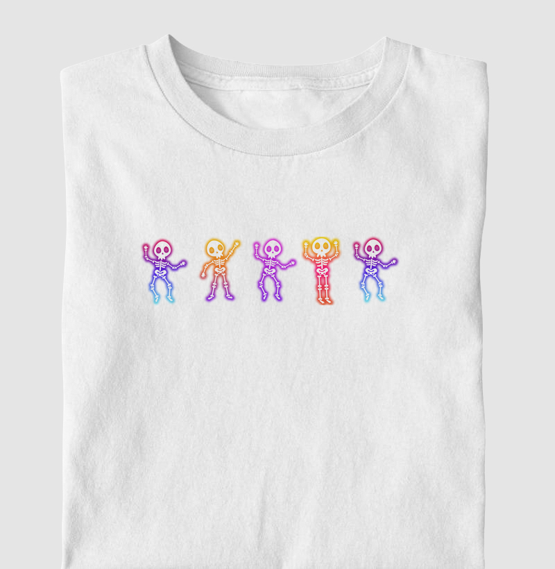 Esqueletos dançantes neon