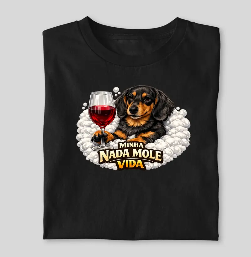 Dachshund  com vinho e bolhas