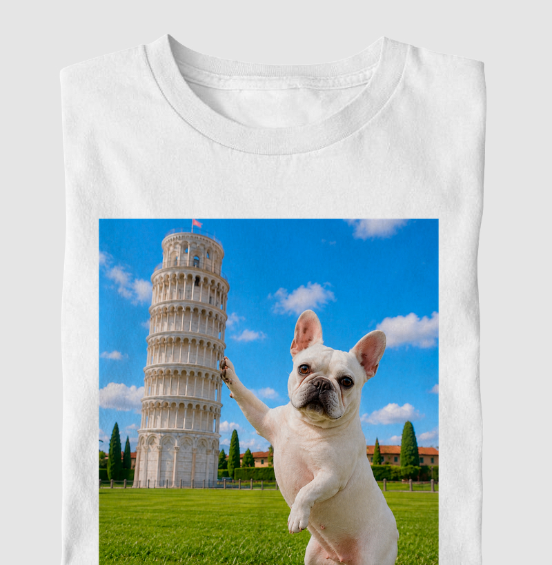 🐾 Frenchie em Pisa - Camiseta Infantil