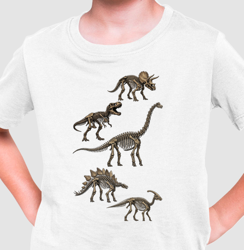 Camiseta Dinossauro Fósseis Algodão Premium Dinoloco