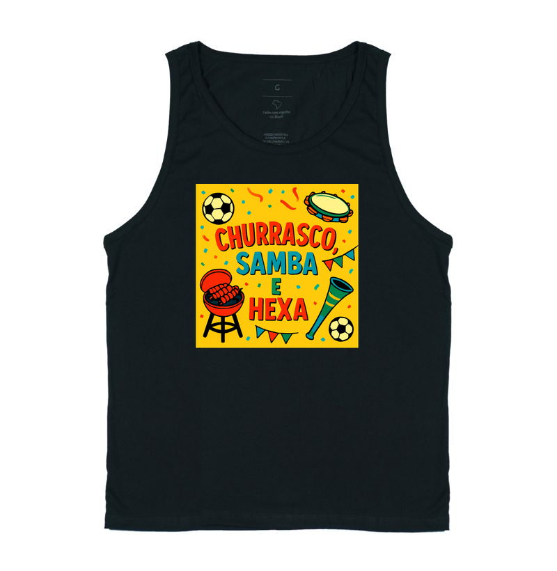 camiseta churrasco, samba e hexa