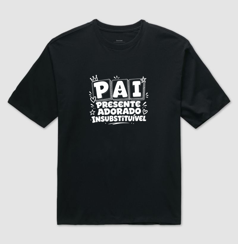 Camiseta Oversized "Cubos B&P" Preta