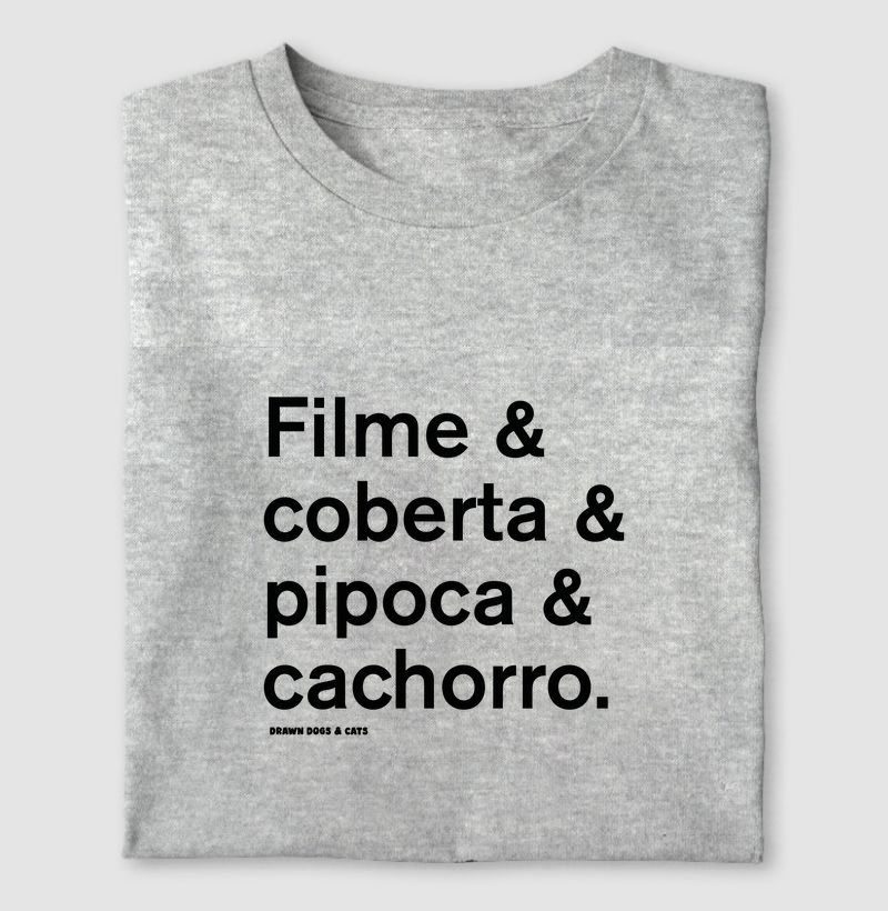 Filme & coberta & pipoca & cachorro