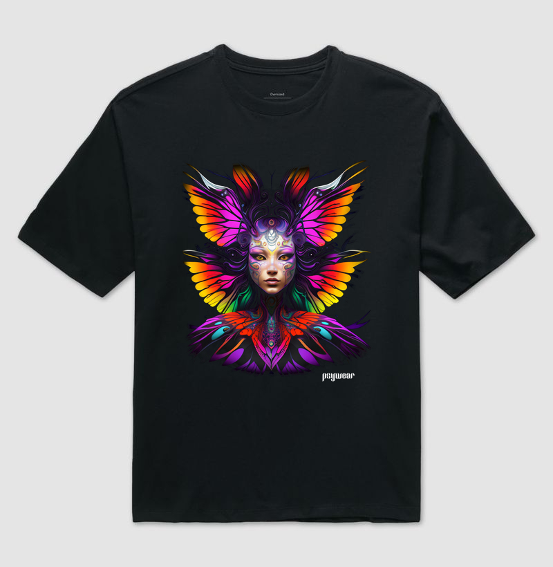 Metamorfose Psicodélica: Rosto em Êxtase de Borboletas