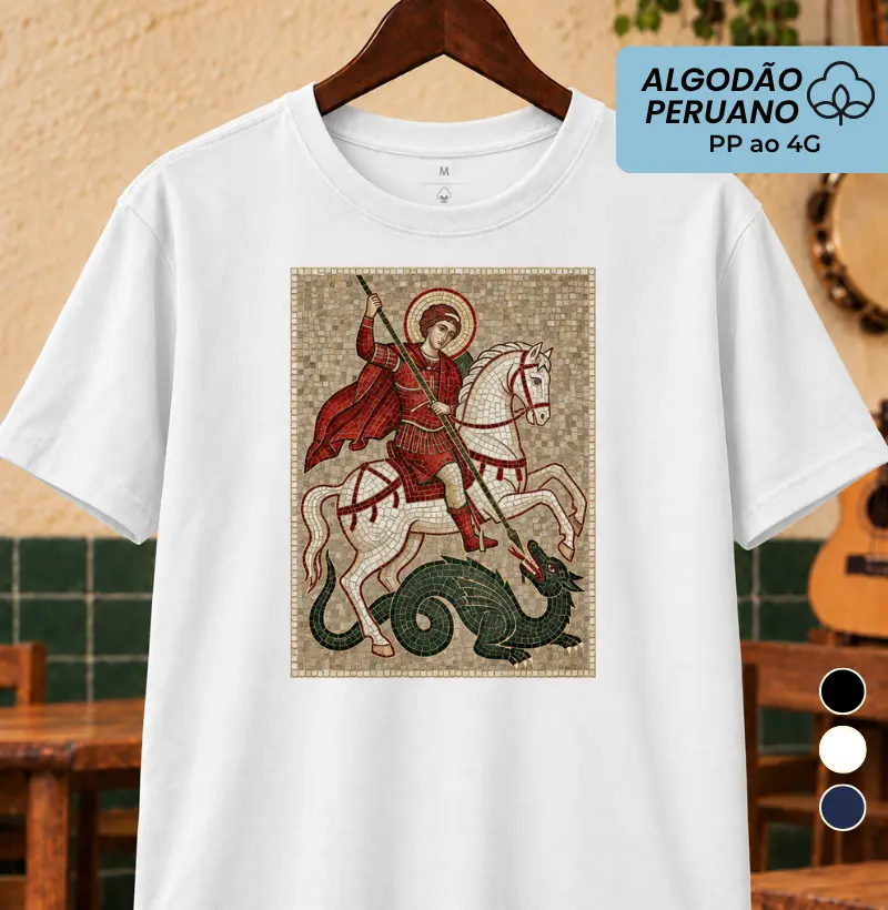 São Jorge Mosaico 1 - Camiseta Algodão Peruano