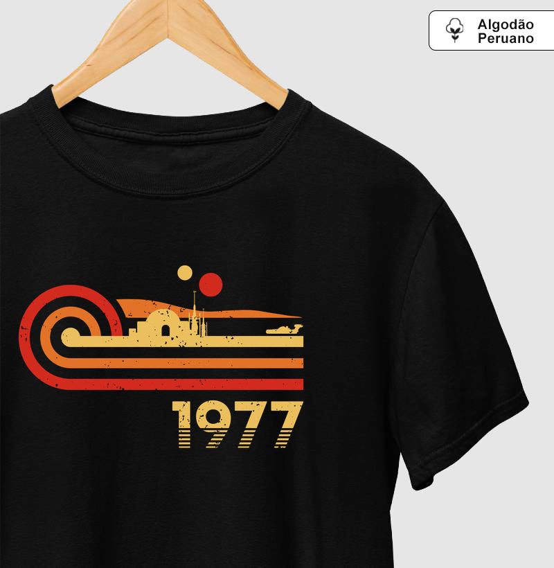 Camiseta  Retro Vintage Desert Planet 1977 - Camiseta Algodão Peruano