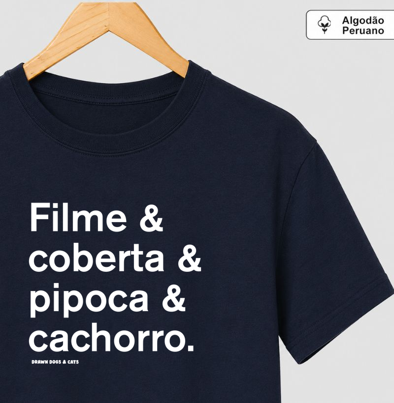 Filme & coberta & pipoca & cachorro