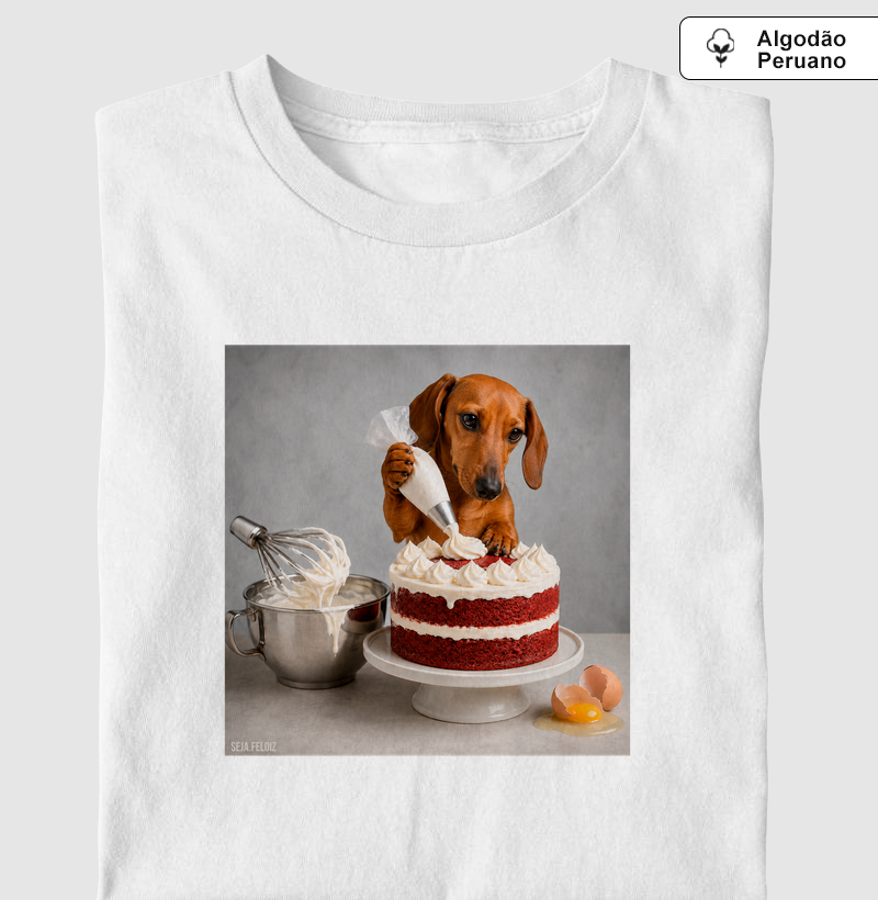 Salsicha Chef Confeiteiro 🎂🐾 - Camiseta Algodão Peruano