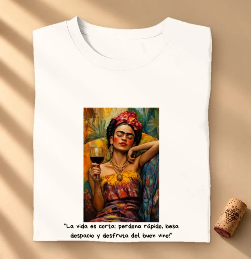 Camiseta Vinho - Frida Kahlo - La Vida es curta