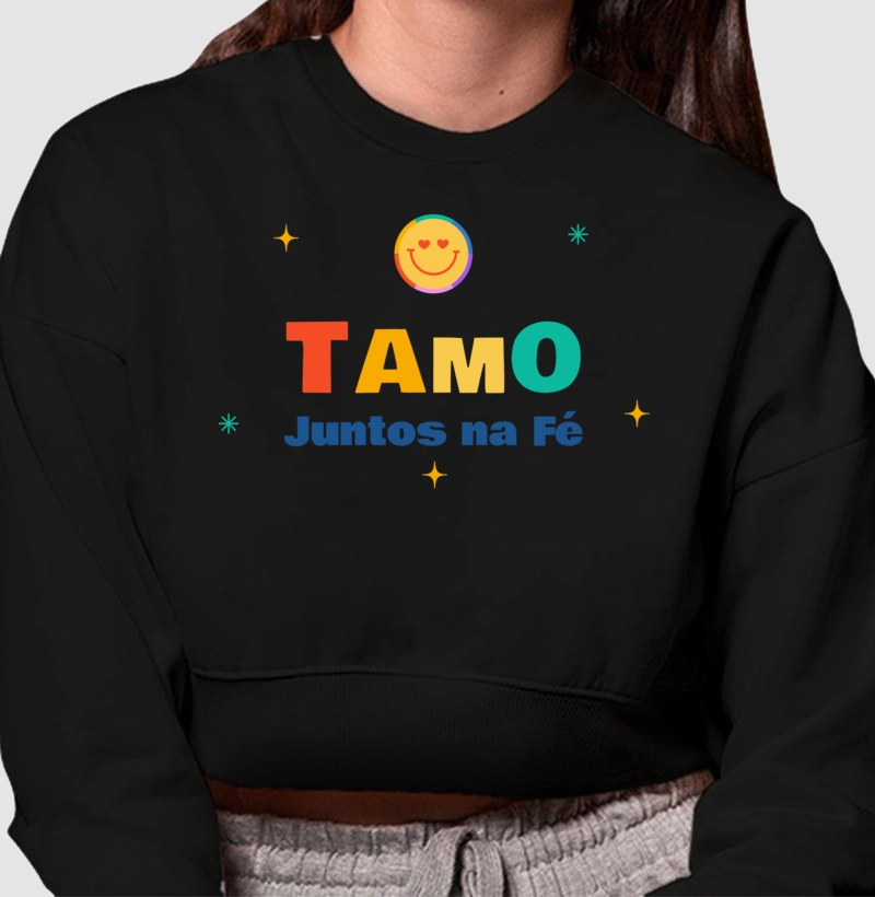 Moletom Cropped Feminina Tamo Juntos na Fé