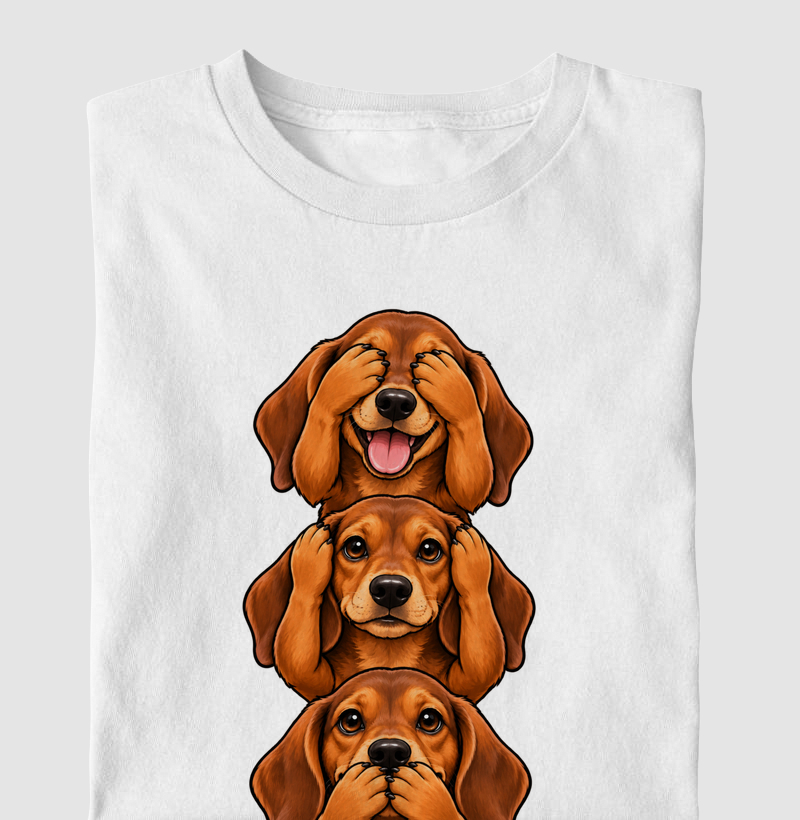 Ver, ouvir e falar versão Dachshund - Camiseta