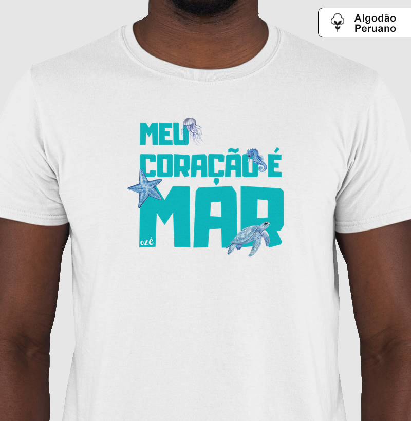 Meu coração é mar - Camiseta Algodão Peruano