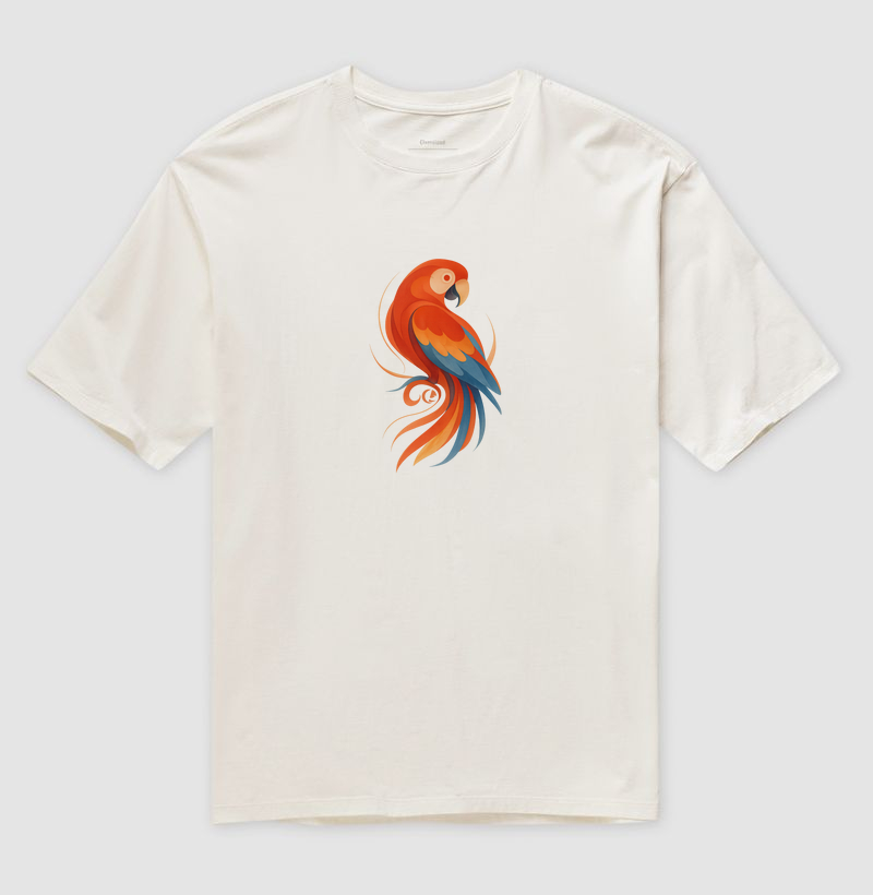 Camiseta Oversized Arara Vermelha - Movimento