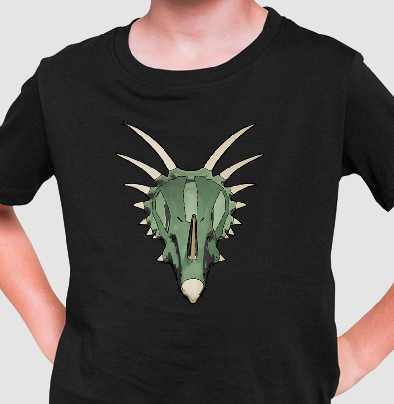Camisa Algodão Estampada Styracosaurus Cabeçada Premium Dinoloco