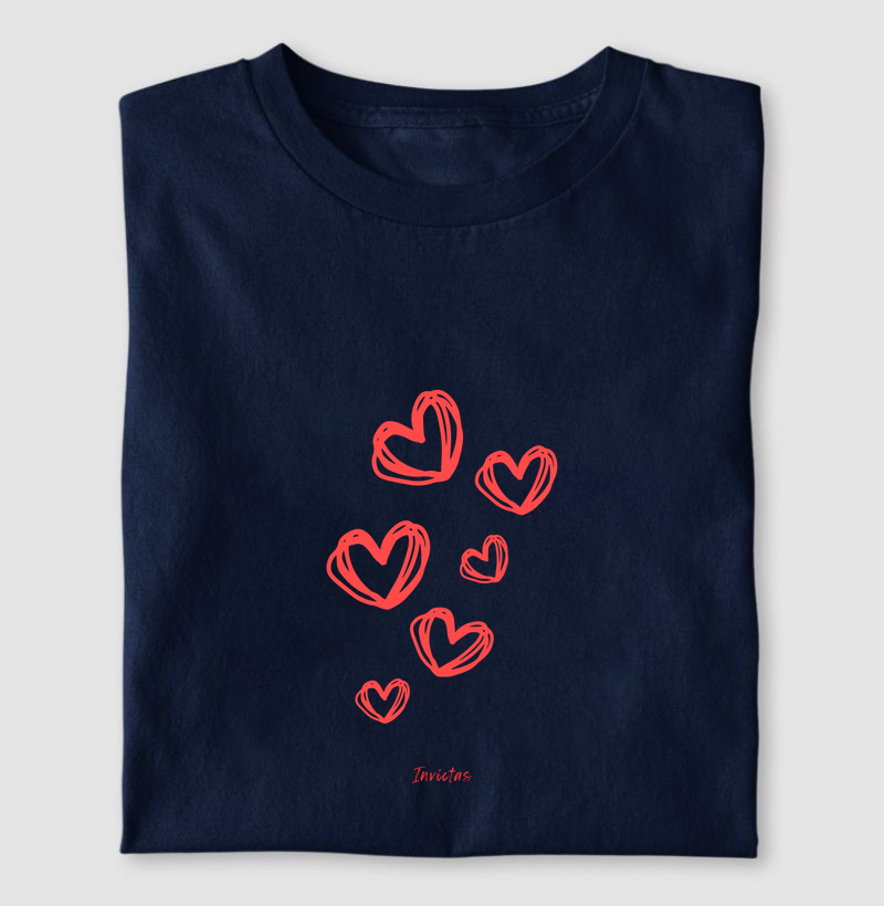 Camiseta Algodão Penteado - Corações