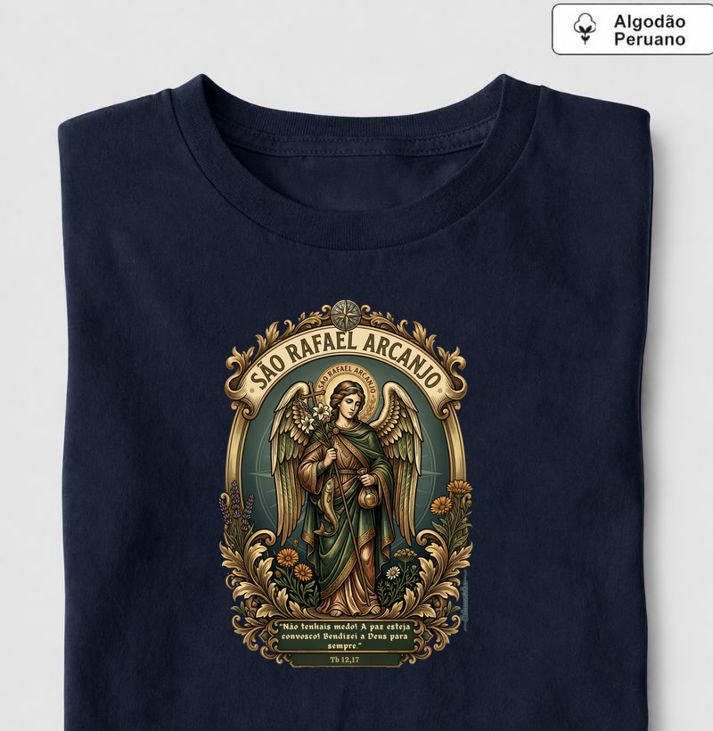 São Rafael Arcanjo – Medicina de Deus e Guia dos Viajantes | Arte Sacra com Simbologia Botânica