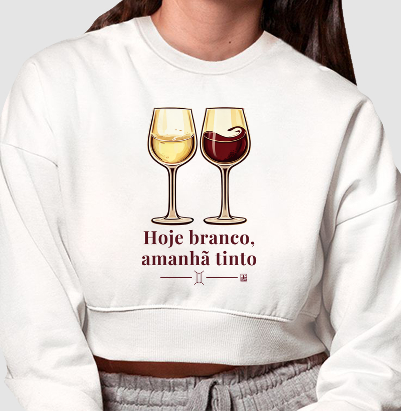 Moletom Cropped Gêmeos - Hoje branco, amanhã tinto