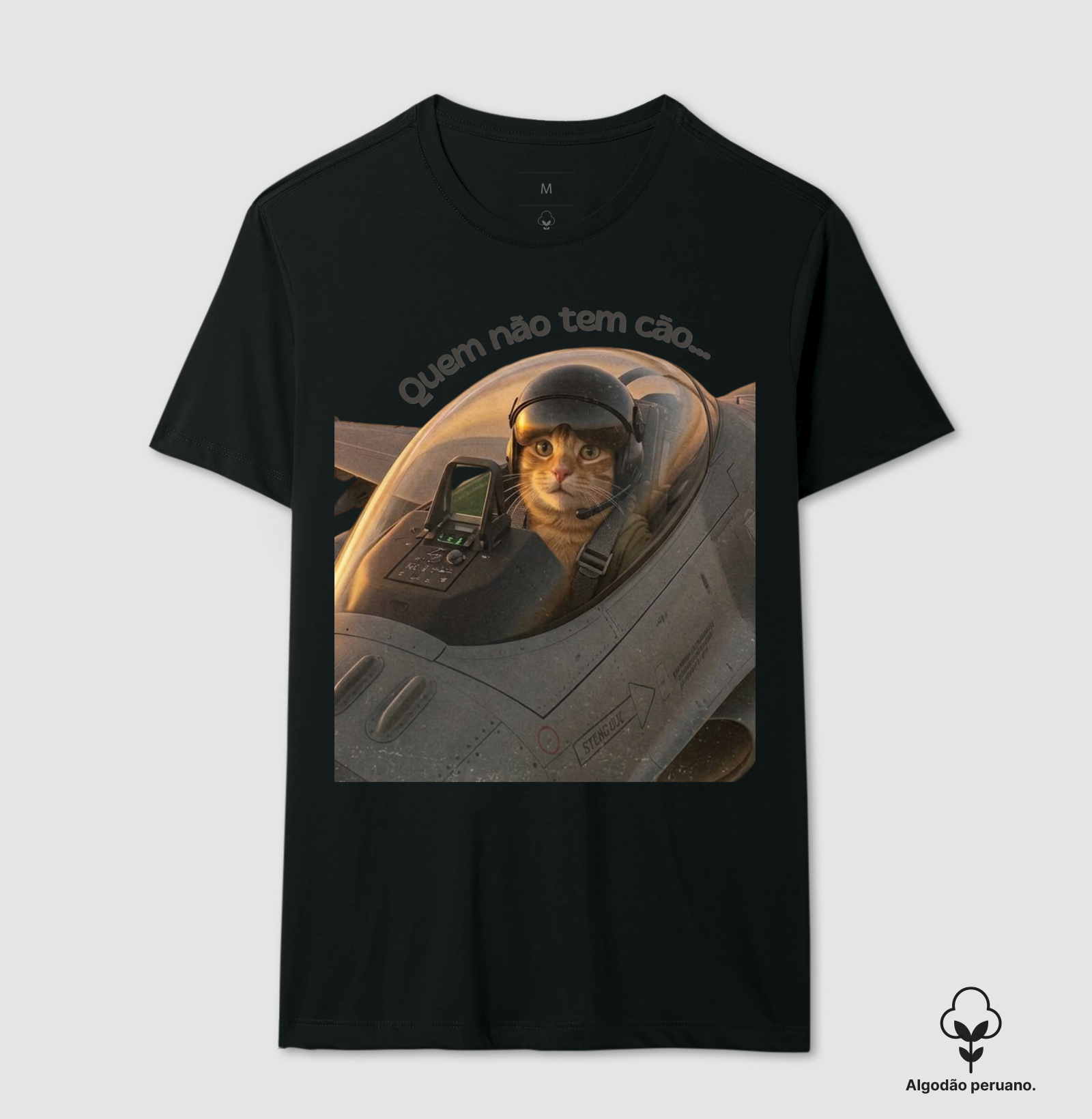 Caça com gato - Camiseta Algodão Peruano