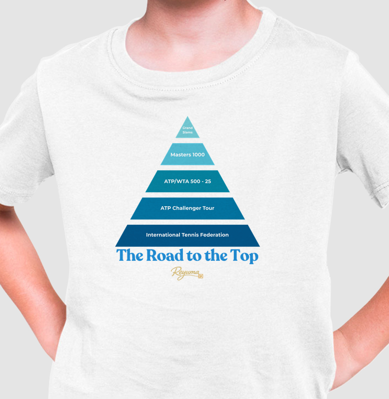Camiseta Infantil, menino, menina, juvenil Tennis “The Road to the Top.” - Algodão 100%
