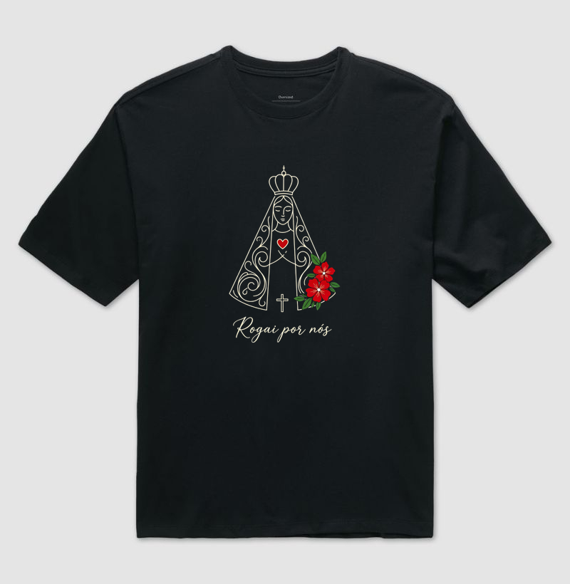 Camiseta Oversized Nossa Senhora Aparecida Rosas