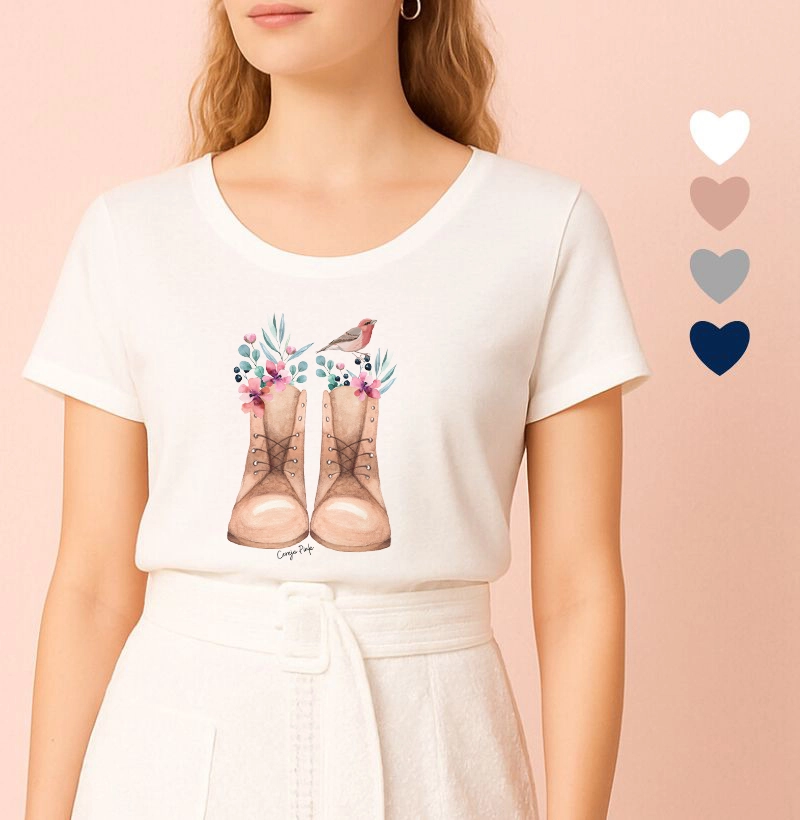 Camiseta Feminina Ilustrada Botas de Anne