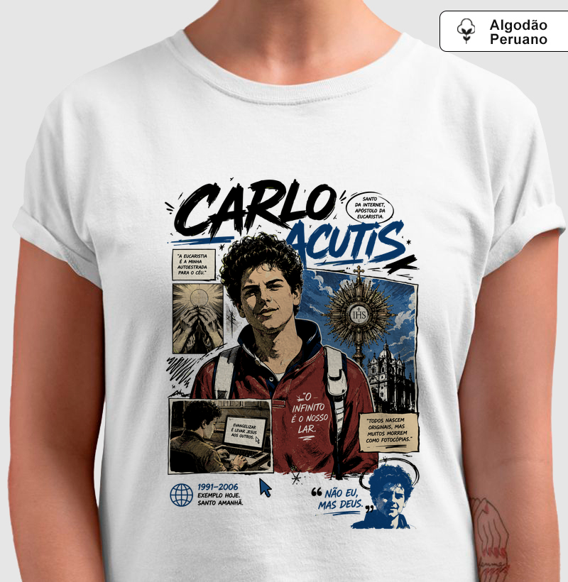 Carlo Acutis - Santo da Internet - Algodão Peruano