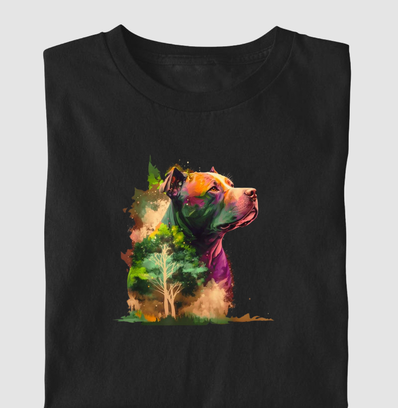 Pit bull na floresta