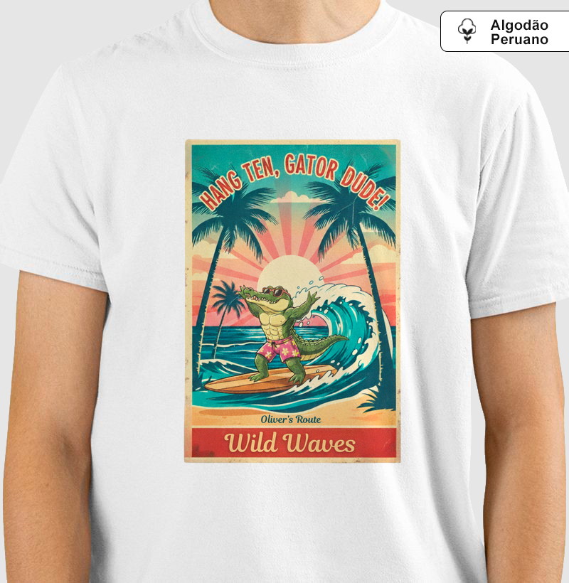 Vintage Summer - Wild Waves - Camiseta Algodão Peruano