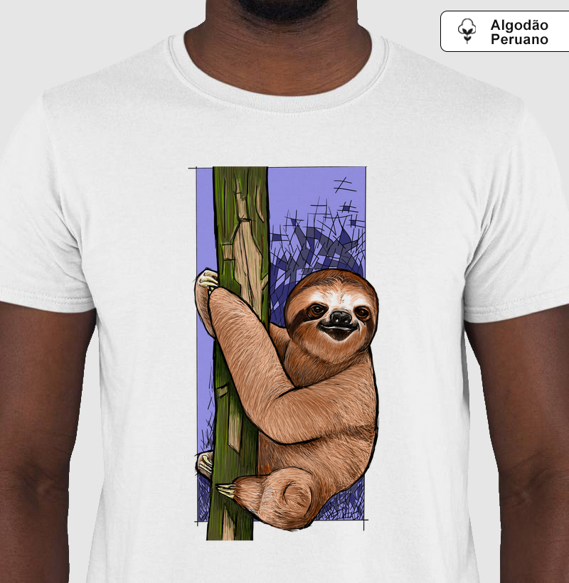 Camiseta Algodão Peruano Bicho Preguiça
