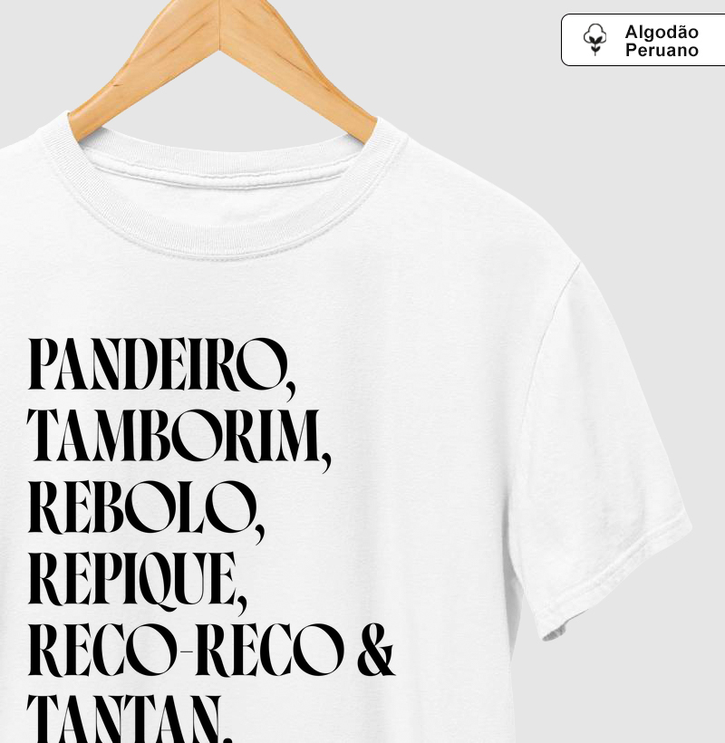 Camiseta Algodão Peruano - Samba - Instrumentos