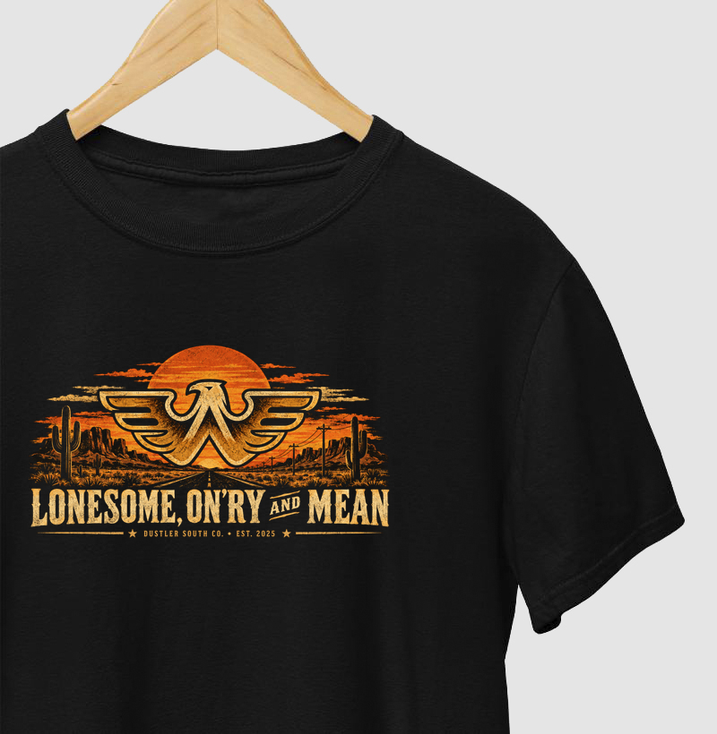 Camiseta Country Lonesome On’ry and Mean Dustler South Co. Algodão Peruano Premium