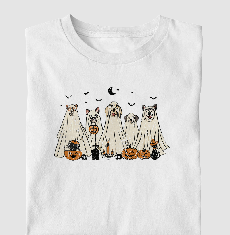 Camiseta Vintage Halloween Cachorros