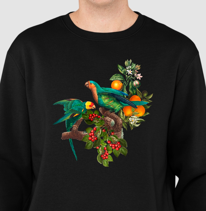 Colagens - Psitas, Flores e Frutas - Moletom