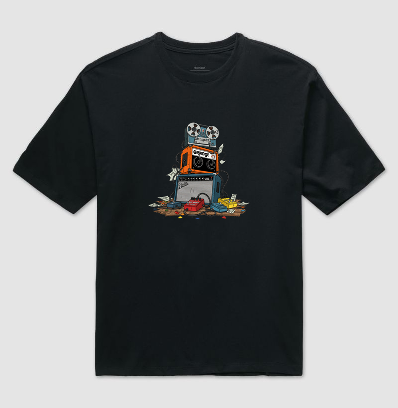 camiseta-rock-amplificador-guitarra-pedais-vintage