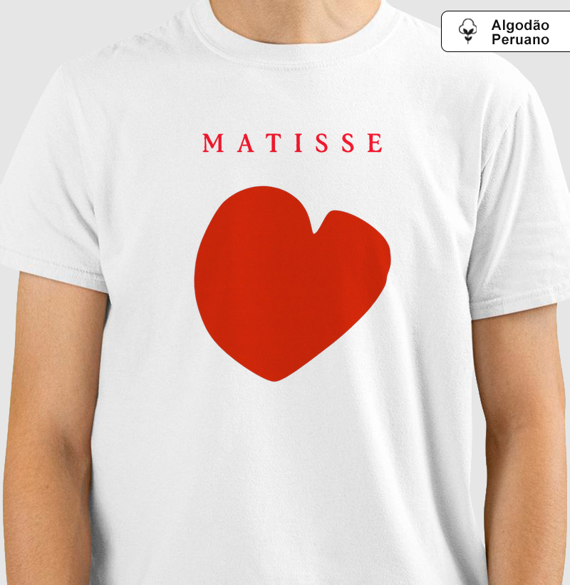 Camiseta Matisse Coração Vermelho Minimalista Algodão Peruano Premium 