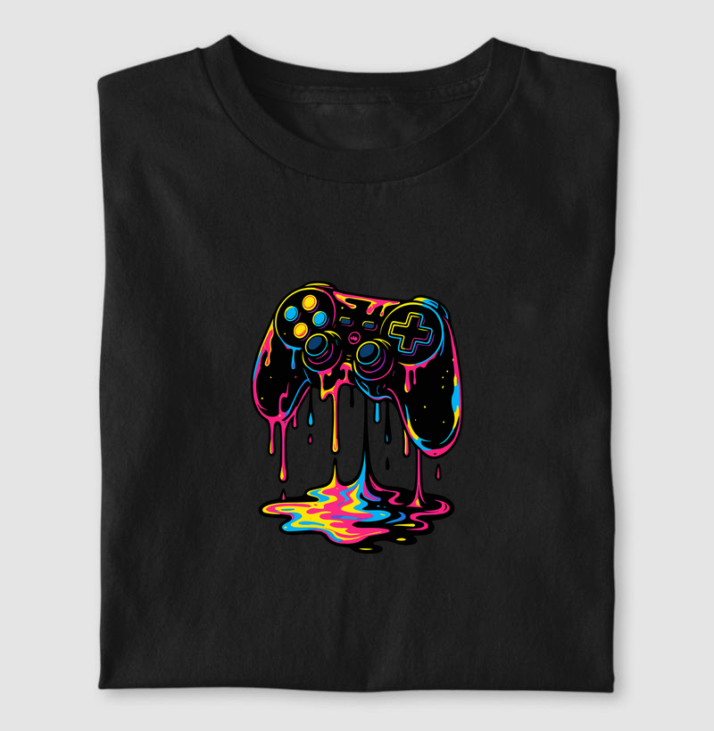 Camiseta Gamer Neon – Controle Derretido, Estética Psicodélica e Drip Insano | ManaMoney