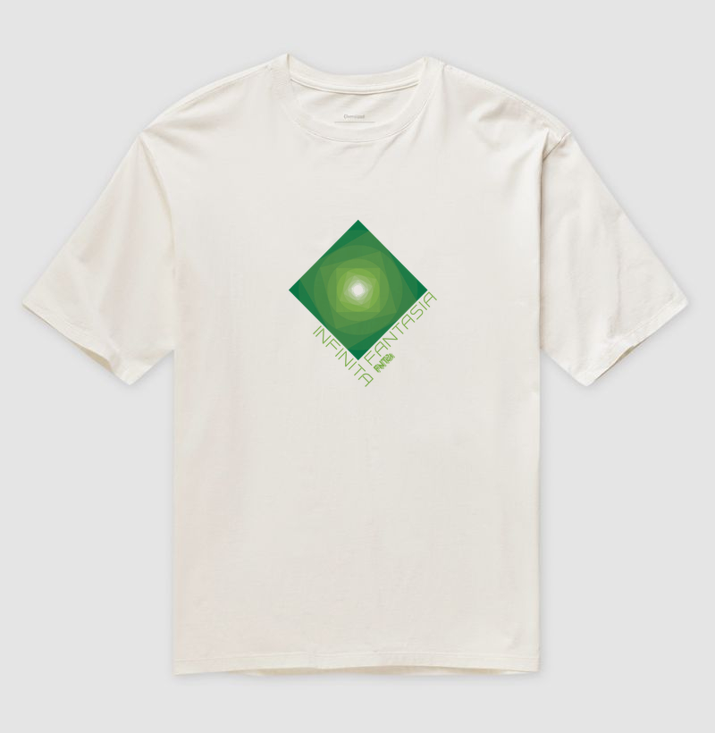T-SHIRT OVERSIZED "INFINITA FANTASIA" / VERDE - ESTAMPA MÉDIA