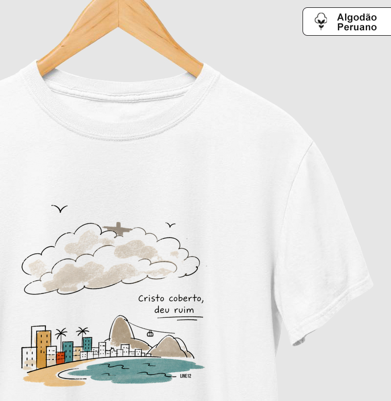 CRISTO COBERTO, DEU RUIM. - Camiseta Algodão Peruano