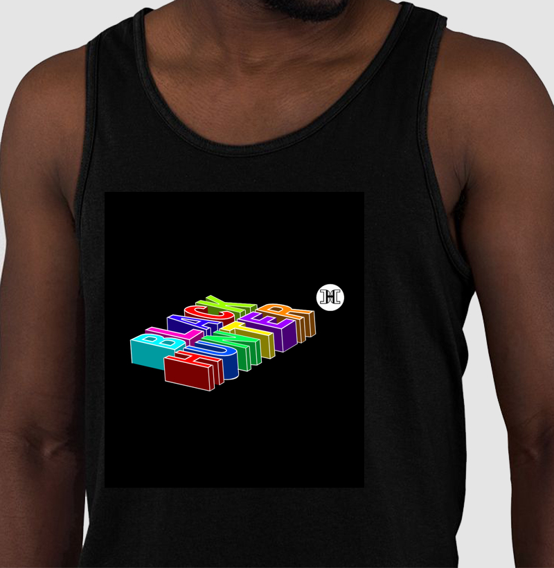camiseta regata letras deitadas colors black hunter