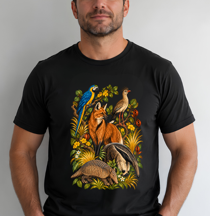 Camiseta Fauna de Minas | Animais do Cerrado | Natureza das Gerais