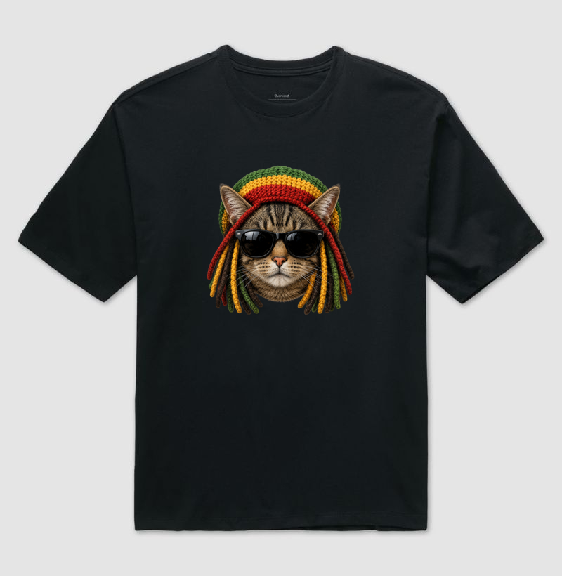 Gato Rasta - Camiseta Oversized