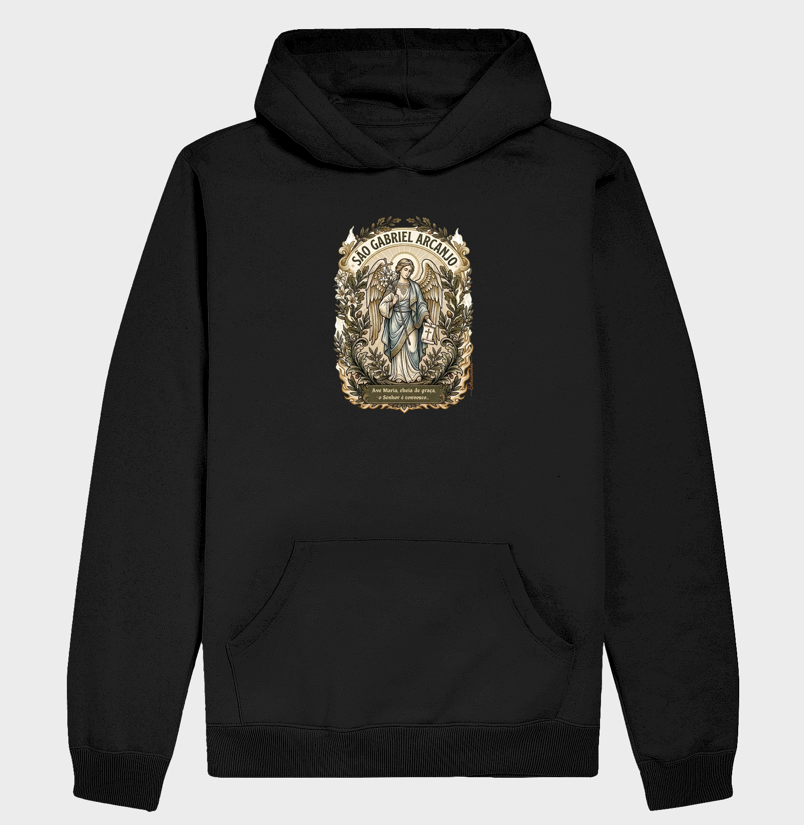 São Gabriel Arcanjo – Mensageiro da Anunciação | Arte Botânica Exclusiva - Hoodie Moletom