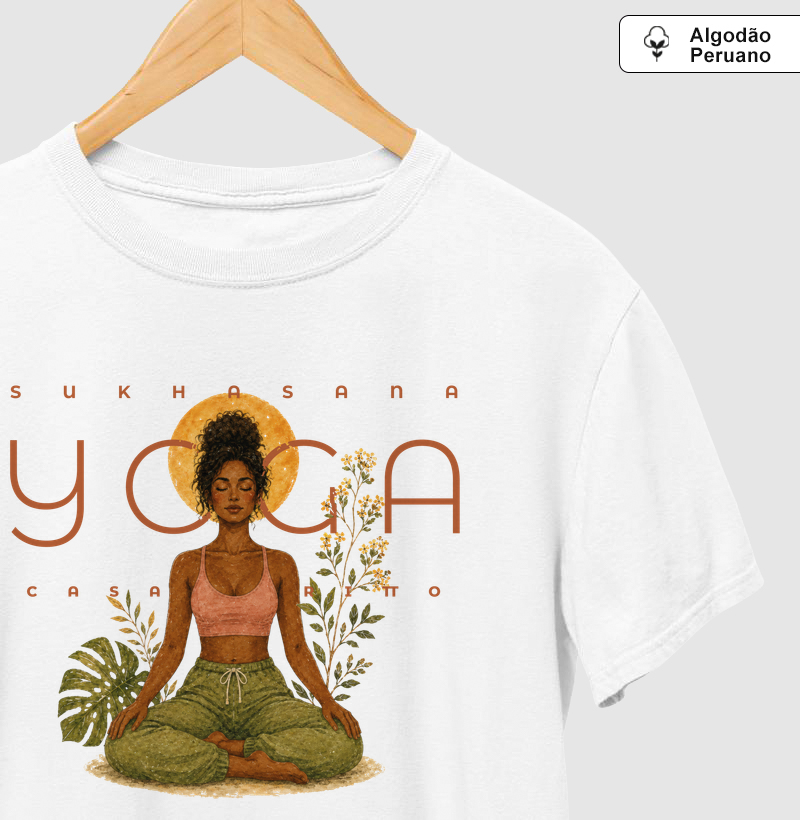 Sukhasana - Yoga em Flor - Camiseta Algodão Peruano
