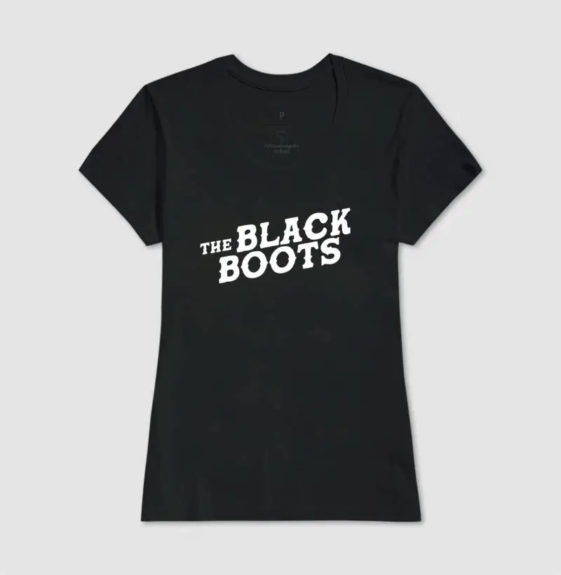 Camiseta Preta Feminina - The Black Boots (Logo Branco)