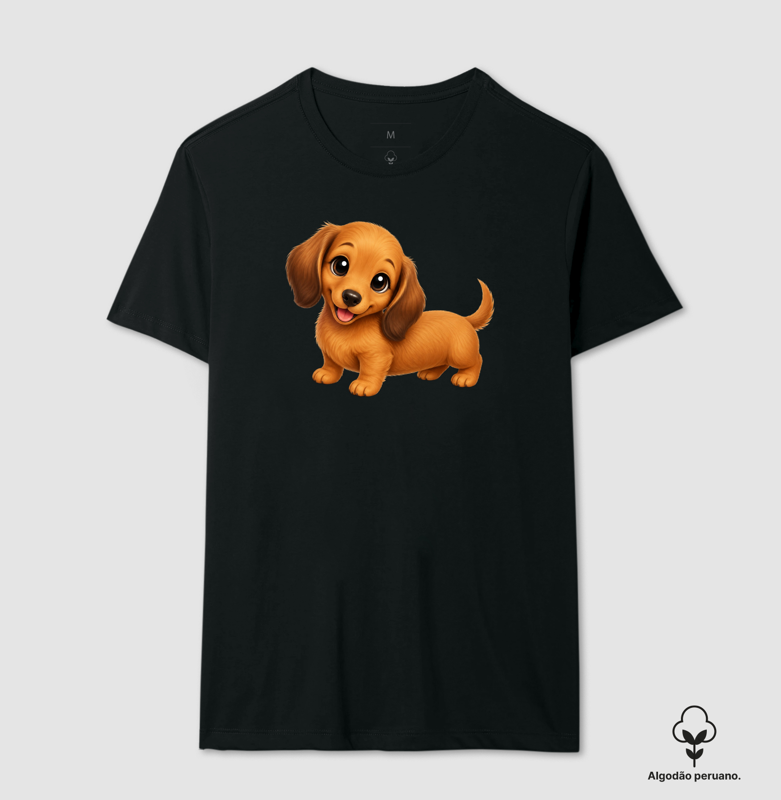 Dachshund Marrom - Desenho Animado - Camiseta Algodão Peruano