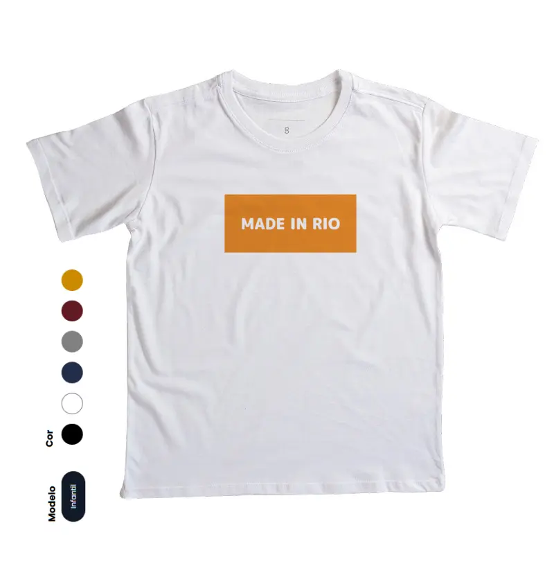 Camiseta infantil MADE IN RIO - estampa laranja