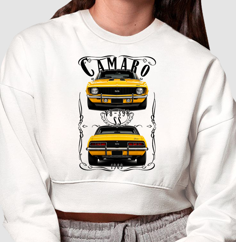 Camiseta cropped feminina Camaro SS vintage