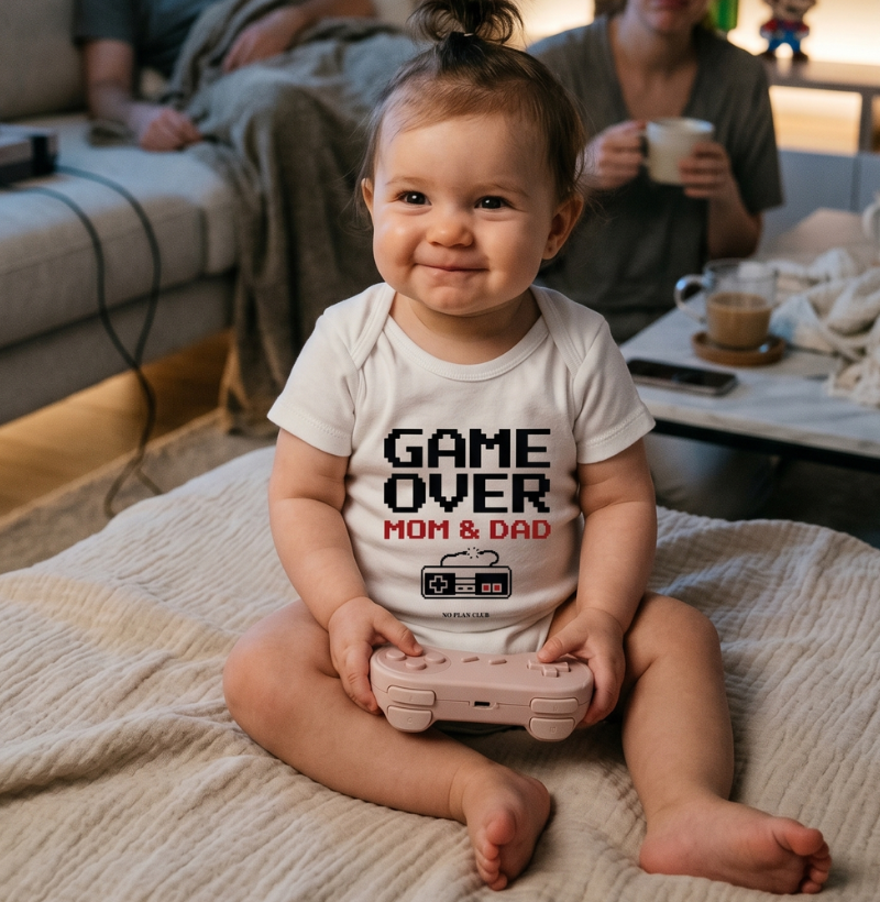 Body Bebê Game Over Mom & Dad | 100% Algodão | No Plan Club