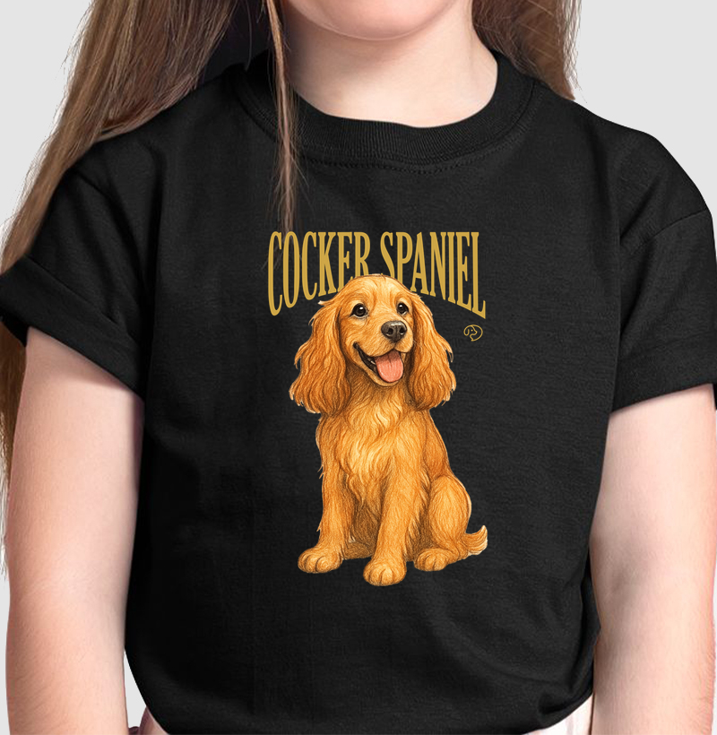 Cocker Spaniel Dourado Vintage - Camiseta Infantil
