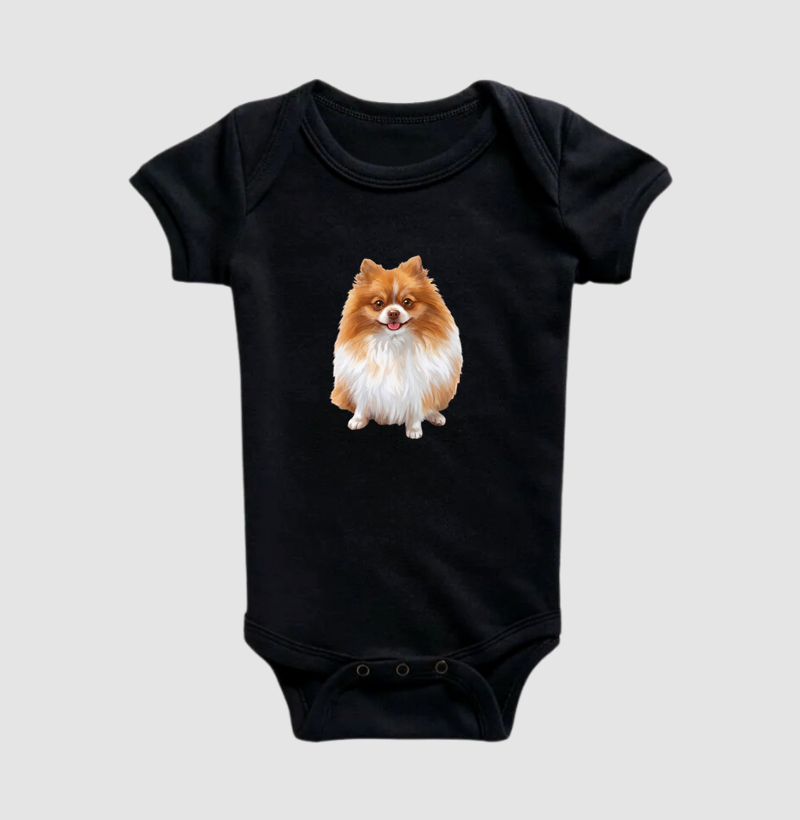 Pomerânia Laranja e Branca Minimalista - Body Infantil